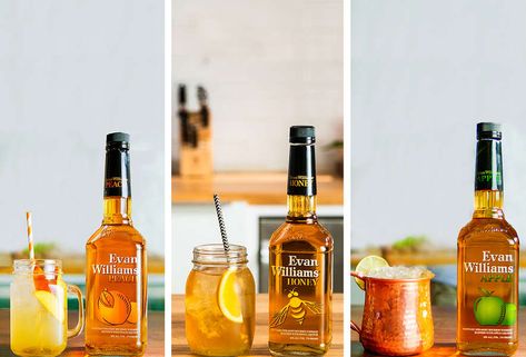 No-fuss recipes you can tackle after a long day or a lazy Saturday. Evan Williams Recipes, Whiskey Mixed Drinks, Peach Cocktail Recipe, Evan Williams Bourbon, Unsweetened Iced Tea, Peach Whiskey, Cocktails Easy, Peach Cocktail, Peach Drinks