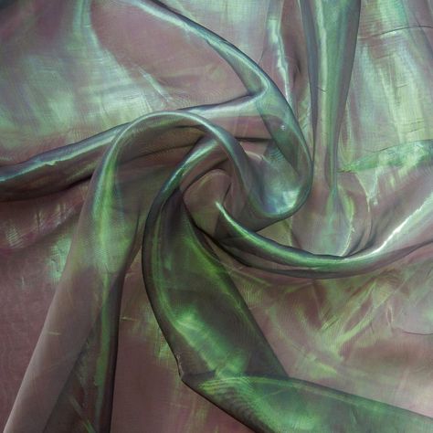 Iridescent Organza, Sewing Aesthetic, Ceiling Draping, Cupro Fabric, Event Decoration, Hat Ideas, Organza Fabric, Fashion Costume, Fashion Fabric