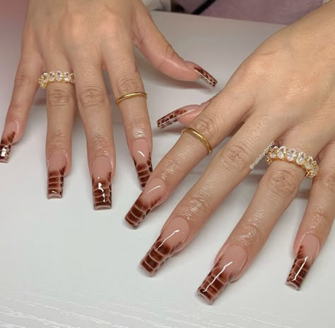 Ring Nails, Halloween Acrylic Nails, Nails Aesthetic, French Acrylic Nails, Leopard Nails, Classy Acrylic Nails, Long Acrylic Nails Coffin, Brown Nails, Square Acrylic Nails