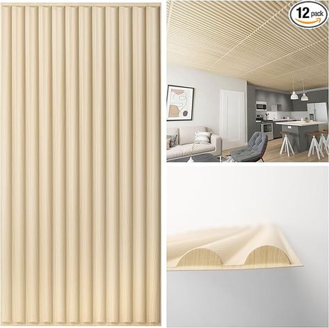 Amazon.com: Art3d 2x4 ft Drop Ceiling Tiles in Oak, 12-Sheet Arc-Slat Design 3D Wall Panels for Interior Wall Decor 24x48 inch : Tools & Home Improvement Modern Ceiling Tile, Log Cabin Remodel, Drop Ceiling Grid, Pvc Ceiling Panels, Pvc Ceiling Tiles, Cabin Remodel, Drop Ceiling Tiles, Wainscoting Panels, Drop Ceiling