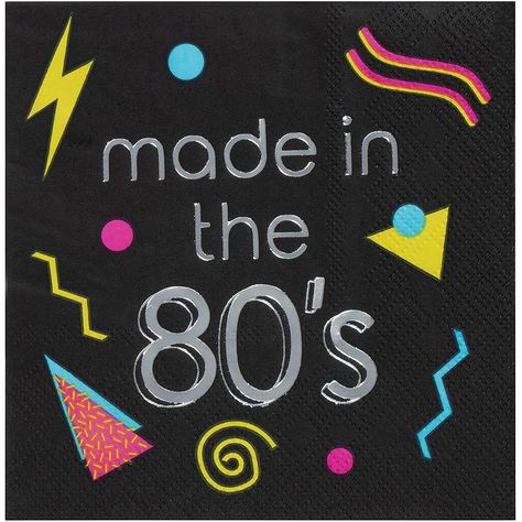 80s Party Decorations, Throwback Party, Made In The 80s, 80s Theme Party, 80s Theme, 80s Party, Printed Napkins, Funky Design, Beverage Napkins