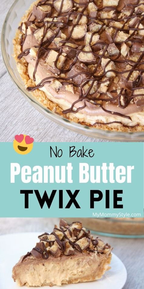 Twix Pie, Peanut Butter Twix, Chocolate Chip Pie, Peanut Butter Fudge Easy, No Bake Recipe, Chocolate Chip Blondies, Pie Easy, No Bake Peanut Butter, Peanut Butter Granola