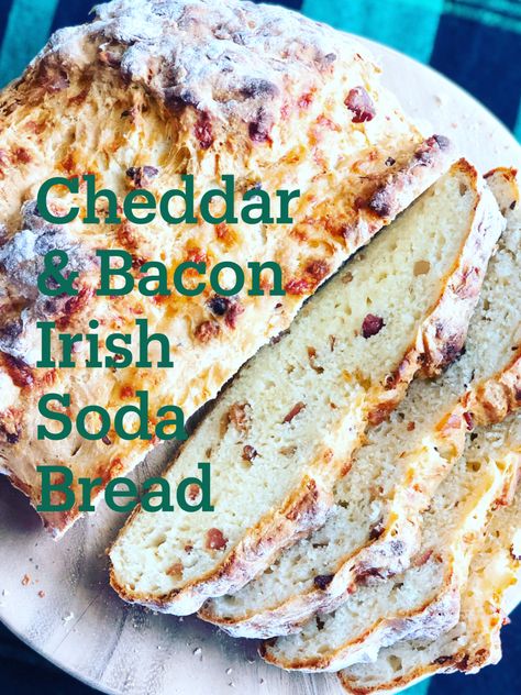 This Cheddar and Bacon Irish Soda Bread is an easy addition to your St. Patrick’s Day celebration! Honestly, it’s a great addition to any meal or party! And it’s so easy to make! Cheddar And Bacon Irish Soda Bread, St Patrick’s Day Bread, St Patricks Day Scones, Celtic Desserts, Cheddar Irish Soda Bread, Celtic Recipes, Irish Meals, Savory Biscuits, Irish Bacon