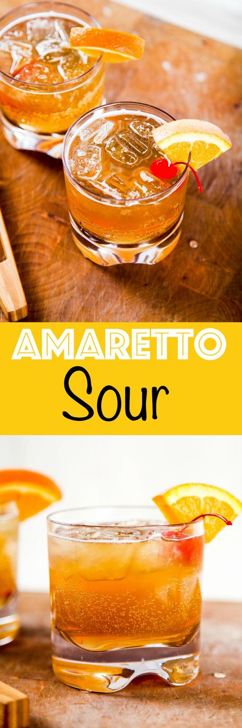 Amaretto Sour Drink, Amaretto Sour Recipe, Amaretto Sour Cocktail, Easy Party Drinks, Vegetarian Eating, Sour Drink, Yummy Cocktails, Amaretto Sour, Fun Drinks Alcohol