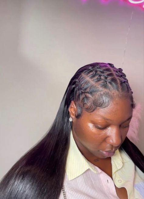 Black girl straight hair Rubber Band Hairstyles For Kids, Aaliyah Outfits, Band Hairstyles, Rubber Band Hairstyles, Braces Colors, Sleek Ponytail Hairstyles, Wig Install, Black Ponytail Hairstyles, Weave Styles