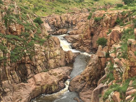 Oklahoma Waterfalls, Wichita Mountains, Oklahoma Travel, Nature Destinations, Mountain Waterfall, Family Hiking, Travel Oklahoma, Waterfall Hikes, Mountain Trails