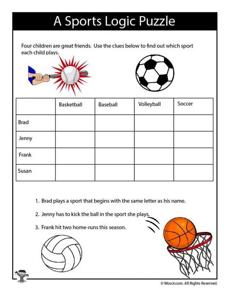 Easy Sports Logic Puzzle Mental Workout, Puzzles Printable, Math Logic Puzzles, Logic Problems, Math Station, 3 Letter Words, Kid Logic, Logic Puzzle, Critical Thinking Activities