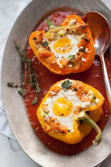 Stuffed vegetables are way better than regular vegetables. Get the recipe from Foodie Crush.   - Delish.com Healthy Egg Recipes, Bell Pepper Recipes, Healthy Eggs, Stuffed Pepper, Foodie Crush, Egg Recipes For Breakfast, Sweet Potato Hash, Peppers Recipes, Baked Eggs