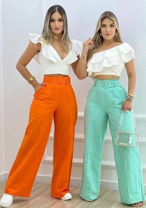 Outfit Con Palazo, 40 Year Old Womens Fashion 2023, Pantalon Ancho Outfits, Outfit Pantalon Ancho, Outfits Con Palazo, Pantalon Palazzo Outfits, Palazzo Outfit, Color Blocking Outfits, Elegante Casual