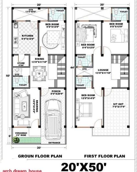 25×50 House Plan, 20 50 House Plan, Two Floor House, 30x50 House Plans, Budget House Plans, North Facing House, 20x40 House Plans, Plan Elevation, Plan Floor