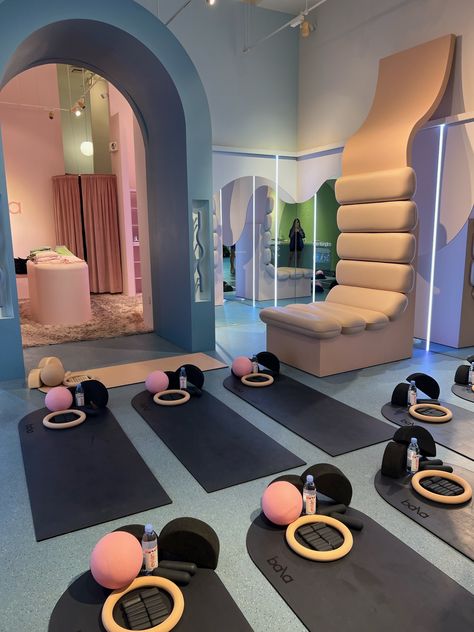 Where should we pop up next? ✨⤵️ Pink Pilates Studio, Fitness Pop Up Event, Yoga Pop Up Event, Aerobics Room Interior, Nyc Pilates Studio, Pilates Studio Design Interiors, Pilates Room, Hot Yoga Studio, Hot Pilates