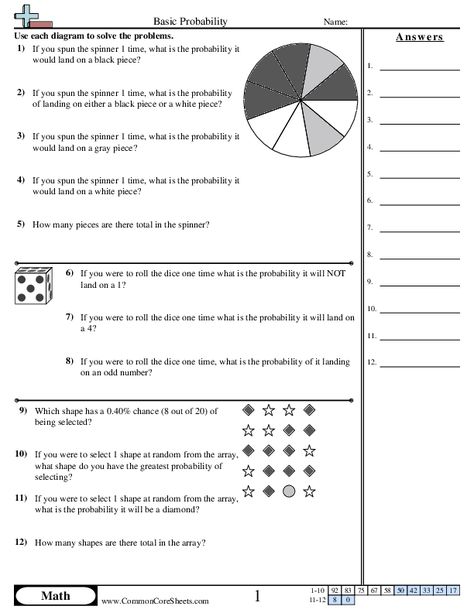 Probability Worksheets - Basic Probability worksheet Simple Probability, Probability Math, Probability Worksheets, Math 5, Worksheets Kindergarten, Math School, Free Math Worksheets, 7th Grade Math, 8th Grade Math