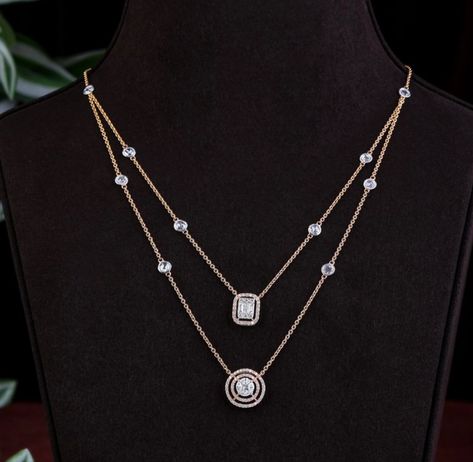 Light Weight Diamond Pendant Set, Diamond Pendant Sets Indian, Simple Diamond Chain, Necklace Name Design, Diamond Pendant Set, Couple Ring Design, Stackable Necklaces, Neck Pieces Jewelry, New Gold Jewellery Designs