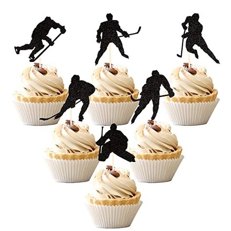 Hockey Cupcakes, Concert Theme, Baby Shower Boys, Shower Boys, Sports Baby Shower Theme, Princess Cupcake Toppers, Coffee Cupcakes, Edible Cupcake Toppers, Cupcake Picks