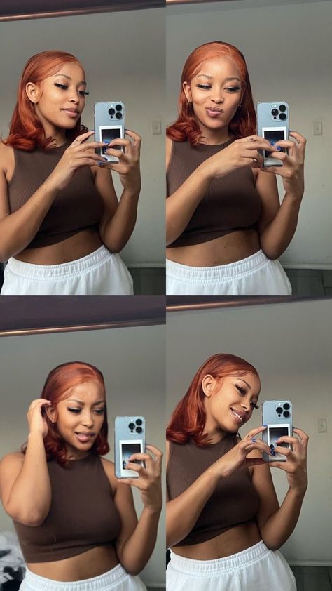 Red Relaxed Hair Black Women, Hair Color For Brown Skin, Frontal Wig Hairstyles, Protective Hairstyles For Natural Hair, Ginger Hair Color, Dyed Hair Inspiration, Hairstyles For Black Women, Copper Hair, Relaxed Hair