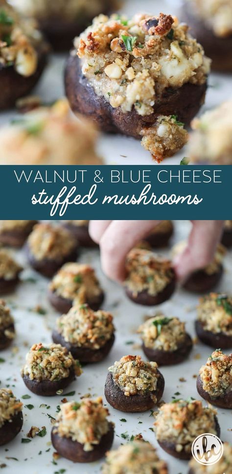 Gothic Appetizers, Blue Cheese Meatloaf, Blue Cheese Stuffed Mushrooms, Blue Cheese Appetizers, Mushroom Appetizer Recipes, Blue Cheese Stuffed Olives, Mushrooms Stuffed, Mushroom Appetizers, Cheese Stuffed Mushrooms