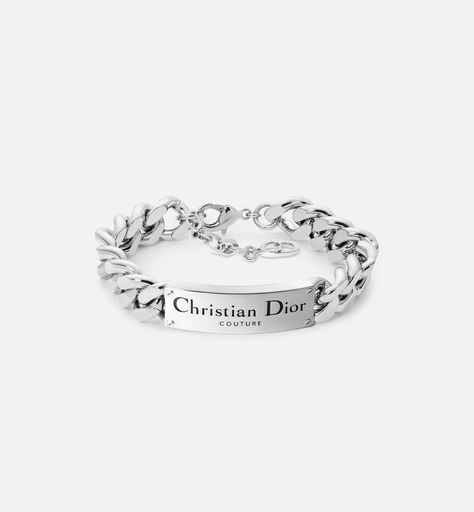 Christian Dior Couture Chain Link Bracelet Silver-Finish Brass | DIOR Chain Link Bracelet Silver, Christian Dior Couture, Dior Couture, Chain Links, Bracelet Silver, Matching Necklaces, Brass Chain, Chain Link Bracelet, Silver Bracelets