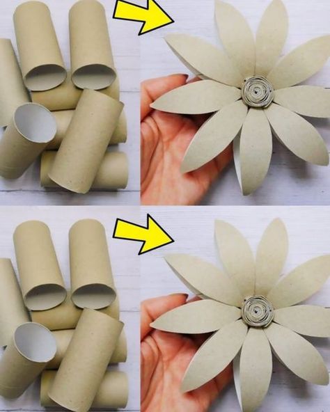 Paper Flower Diy Easy, Paper Flower Diy, Toilet Paper Art, Toilet Paper Roll Art, Paper Flowers Diy Easy, Rolled Paper Art, Toilet Paper Crafts, Easy Paper Flowers, Toilet Paper Roll Crafts