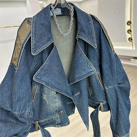 jackets aesthetic, jackets blue, jackets cool, jackets design idea, fashion fits, fashion gal, fashion inpso outifts, fall style, fall outfits, denim, denim jackets, jackets for winter, blue denim, #ad Female Packing List, Patchwork Denim Jacket, Denim Coat Women, Ladies Short Jackets, Tøp Aesthetic, Short Women Fashion, Retro Blue, Leather Denim, Denim Patchwork