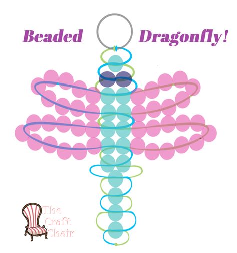 Beading dragonfly pattern Pony Bead Animals, Pony Bead Projects, Dragonfly Pattern, Pony Bead Crafts, Beaded Dragonfly, Pola Manik, Pony Bead Patterns, Beading Patterns Free, Bead Charms Diy