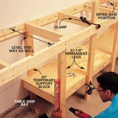 Modular Workbench, Garage Bench, Officine In Garage, Garage Workbench Plans, Workbench Plans Diy, Woodworking Bench Plans, Diy Workbench, Garage Work Bench, Workbench Plans