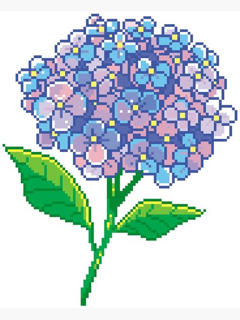 "Pixel Hydrangea " Magnet for Sale by pixelins | Redbubble Hydrangea Sticker, Pixel Pattern, Hydrangea, Pixel Art, Top Artists, Anime Icons, Colorful Prints, Plant Leaves, Sell Your Art