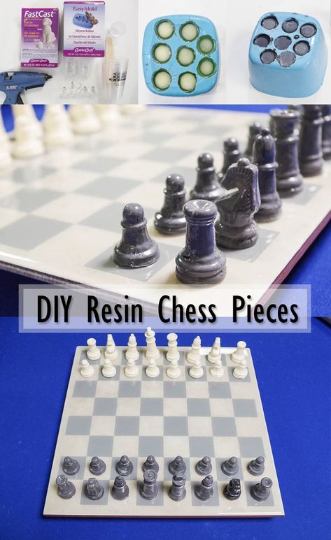 DIY Resin Chess Pieces - Check out part 2 of the Resin Chess Set series; making the pieces! Use EasyMold Silicone Rubber to create a mold, then make endless castings with FastCast! via @resincraftsblog Diy Chess Set, Resin Chess Pieces, Resin Chess Set, Epoxy Projects, Epoxy Art, Diy Resin Projects, Epoxy Resin Crafts, Diy Resin Crafts, Diy Resin