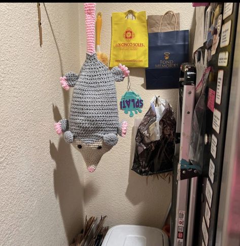 ★★★★★ "I LOVE it! Exactly what I wanted. Customer service was fantastic! Will buy from this seller again!" Kimberly M. Grocery Bag Holder Crochet, Opossum Crochet Bag Holder, Opossum Bag Holder Crochet Pattern, Free Crochet Patterns Possum, Crotchet Grocery Bag Holder, Bag Holder Pattern, Grocery Bag Holder, Bag Hanger, Plastic Grocery Bags