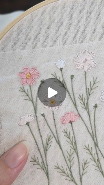 Embroidery Art and Tutorials on Instagram: "The full tutorial on embroidering a cosmos flower garden is on my YT channel! Pattern and DIY kit are available in my Etsy store!  #embroidery #tutorial #art #diy #handmadegifts #cosmosflower #octoberbirthday #birthflower" How To Embroider Flowers Tutorials, October Birthday, Embroidery Tutorial, Yt Channel, Birth Flowers, Diy Kit, Embroidery Flowers, Embroidery Art, Embroidered Flowers