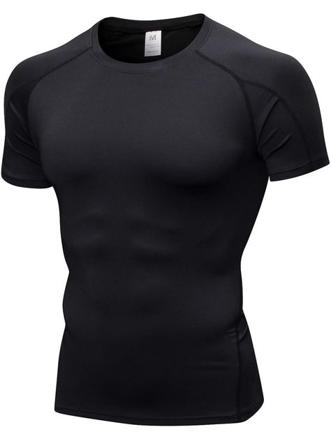 PRICES MAY VARY. HIGH-ELASTIC Short Sleeve Men's Cool Dry Compression Shirts Sports Baselayer Tops Pull On closure USUAL SIZE FOR COMPRESSION FIT. It is recommended friends who like the loose fit style choose a LARGER size than your regular one. ☀ Men's compression T-Shirts is made of 85% polyester and 15%spandex, soft against the skin and ultra-breathable, excellent elasticity with enhanced range of motion,great for all day wear, can machine washable, hand washable or dry cleaning. ☀ Men's spor Compression Shirt Men, Compression Shirts, Compression T Shirt, Layered T Shirt, Mens Compression, Compression Shirt, Tee Shirt Homme, Gym Shirts, Athletic Shirts