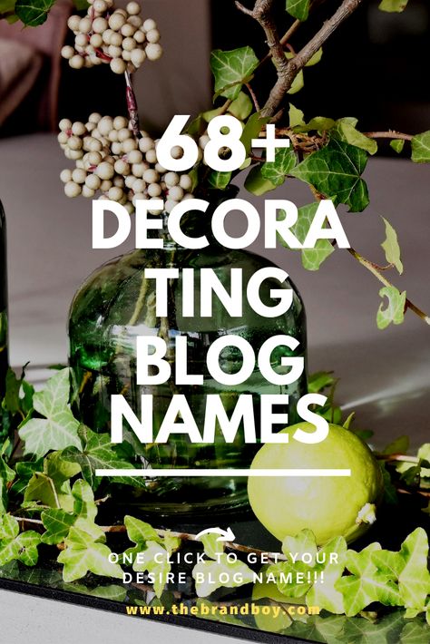 Here are the memorable decorative blog names for your beautiful blog Home Decor Business, Business Name Ideas, Decor Business, Short Names, Creative Names, Aesthetic Names, Blog Names, House Names, Names Ideas