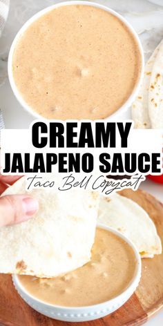 Jalapeño Cream Sauce Taco Bell, Taco Bell Spicy Ranch Sauce Copycat, Homemade Quesadilla Sauce, Quesadilla Sauce Recipes Easy, Foods With Jalapeno, Copycat Taco Bell Jalapeño Sauce, Taco Bell Chalupa Sauce, Taco Bell Dipping Taco, Chalupa Sauce Recipe