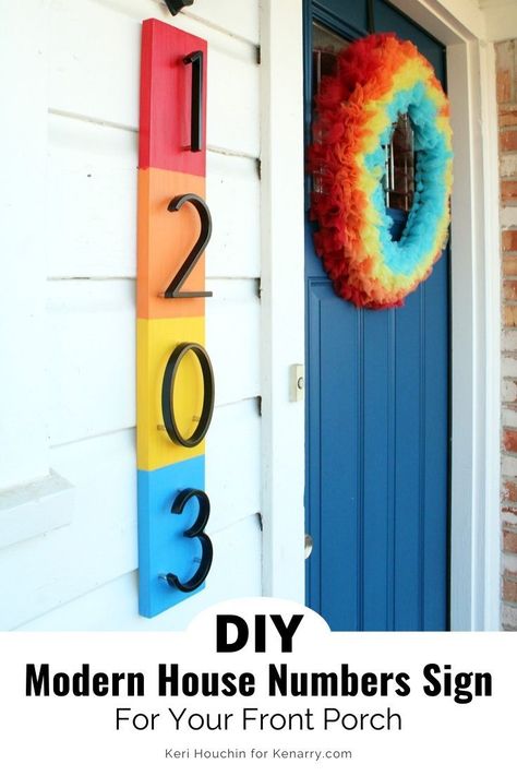 Looking for an easy curb appeal project? DIY house numbers are an easy way to update your front porch and display your address. Learn how to make a modern house numbers sign from Keri Houchin at Kenarry.com. #Kenarry #IdeasForTheHome Diy House Numbers, Easy Curb Appeal, Diy Address Sign, Rustic House Numbers, House Number Ideas, Classroom Vibes, Modern House Numbers Sign, Led House Numbers, House Numbers Diy