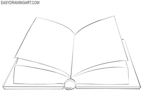 Learn how to draw a book easy with this step by step drawing tutorial. Open Book Drawing Simple, How To Draw An Open Book, How To Draw A Book Step By Step, Library Drawing Easy, Book Drawing Easy, Books Doodle, Draw A Book, Open Book Drawing, Library Posters