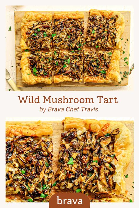 This Wild Mushroom Tart is the perfect appetizer for your next dinner party! Wild Mushroom Tart, Mushroom Tart, Light Cooking, Starter Recipes, Pastry Cook, Vegetarian Comfort Food, Countertop Oven, Tart Baking, How To Cook Mushrooms