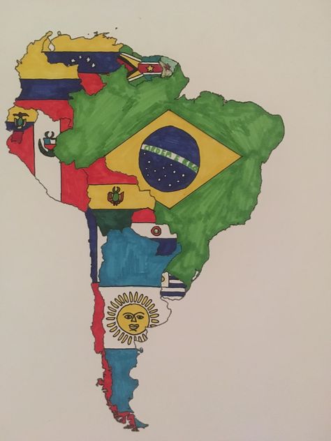 Map of South America by flags. Made be me. #Maps #InterestingMaps #Interesting Pronoun Chart, America Map Art, South America Flag, South America Travel Route, South America Travel Photography, Map Of South America, South America Travel Itinerary, Mississippi Flag, Maps Aesthetic