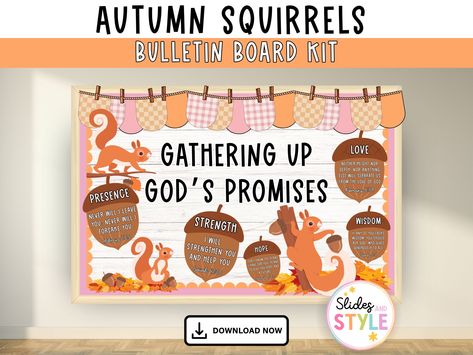 Harvest Bulletin Board Ideas, Fall Sunday School Bulletin Boards, Jesus Bulletin Boards, Fall Church Bulletin Boards, Romans 8 39, Christian Classroom, Fall Bulletin Board, Christian Bulletin Boards, Fall Bulletin Boards