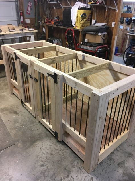 Heavy Duty Dog Kennel Diy, Entertainment Center With Dog Kennel, Dog Kennel Inside, Bird Dog Training, Lab Interior, Double Dog Kennel, Diy Dog Run, Kennel Diy, Kennel Furniture