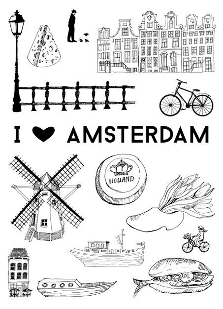 Dutch Tattoo, Travel Journal Scrapbook, Vector Poster, Vector Food, I Amsterdam, City Poster, Dream Tattoos, City House, Bullet Journal Inspiration