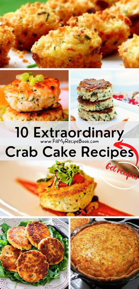 10 Extraordinary Crab Cake Recipes - Fill My Recipe Book Crab Dinner Recipes, Crab Pie Recipe, Crab Recipes Healthy, Quiche Ideas, Gourmet Fine Dining, Paleo Crab Cakes, Crab Cakes Recipe Best, Crab Cake Bites, Old Bay Crab Cakes