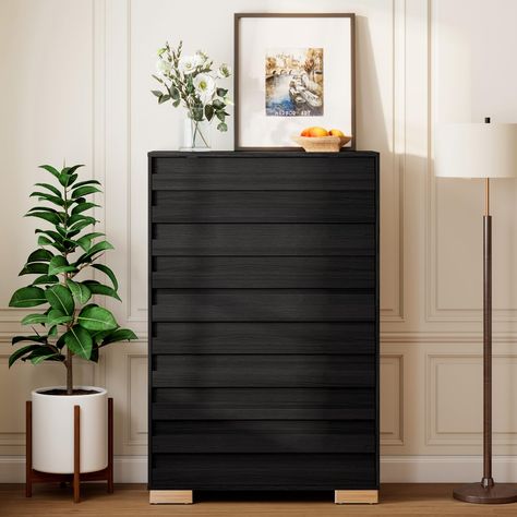 PRICES MAY VARY. 【SPACIOUS STORAGE SPACE】Dresser measures:31.3"L×15.7"D×47" H, each drawer measures: 28.2"L×13.3"D×3.9" H.5 Large drawers with ample storage space to keep your daily necessities organized. 【UNIQUE HANDLE DESIGN】The handle adopts a 45° hidden diagonal pull design, high durability. The drawer with a modern ergonomic design that blends perfectly with the rustic dresser's body 【PRE-INSTALLED SLIDE RAIL】Simplifies the installation process and saves you 50% time. High-quality accessori Tall Dresser Beside Bed, Tall Dressers, Rustic Chest Of Drawers, Tall Drawers, Drawers For Bedroom, Rustic Dresser, Dresser Wood, Farmhouse Dresser, Wide Chest Of Drawers