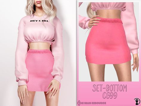 The Sims Resource - Set-Bottom C699 Pink Two Piece Set, Mod Hair, Sims 4 Anime, Sims 4 Game Mods, Sims 4 Dresses, Pink Mini Skirt, Female Shorts, Best Sims, Best Mods