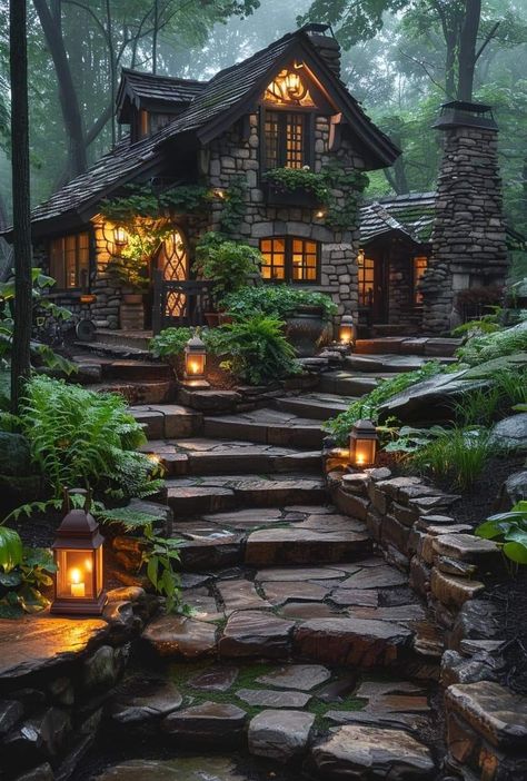 Forest Cottage Aesthetic, House Front Entrance, Brown Houses, Gothic Victorian Homes, Brown House Exterior, Magical Monster, Magical Room, Storybook Homes, Log Cabin Rustic