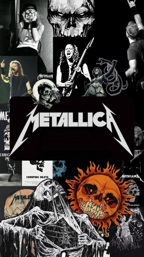 Metallica Collage Wallpaper, Music Aesthetics, Mister And Misses, Metallica Art, Rock N Roll Art, Emo Wallpaper, Band Wallpapers, Heavy Metal Music, Christmas Poster