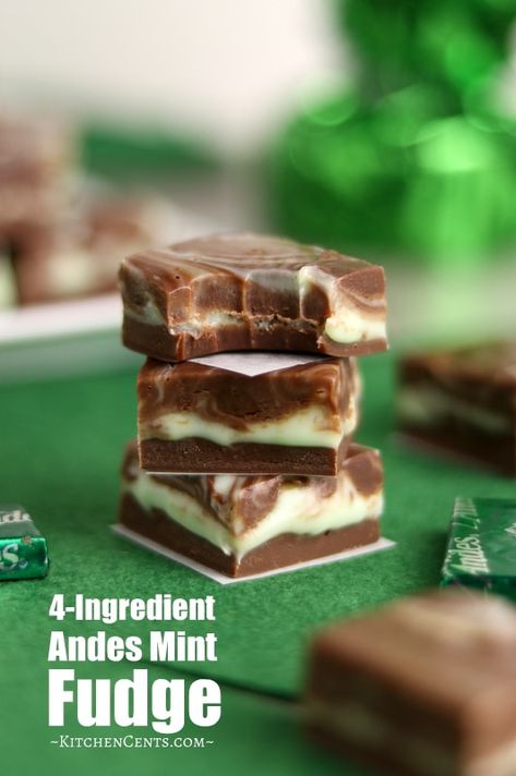 Easy Andes Mint Fudge: tastes just like Andes Mints | Kitchen Cents Andes Mint Fudge, Andes Mint Recipes, Mint Fudge Recipe, Mint Fudge, Homemade Chocolate Fudge, Andes Mints, Mint Kitchen, Chocolate Candy Recipes, Andes Mint