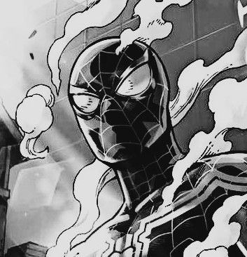 Spider Man Fake Red, Black Spiderman Pfp, Goth Spiderman, Venom Spiderman Comic, Grey Spiderman, Fire Pfp, Comic Spiderman, Spiderman Noir, Venom Spiderman