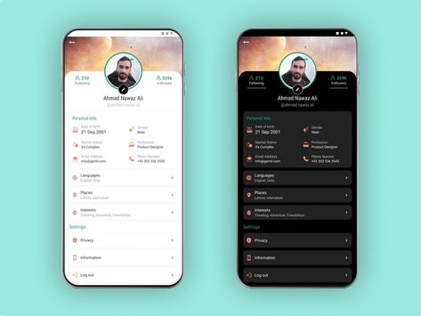 Profile Screen Mobile Ui, User Profile Ui Design Mobile App, App Profile Design, Profile Page Ui Mobile, Profile Ui Mobile, Profile Card Ui, Profile App Ui, User Profile Ui Design, Profile Page Ui