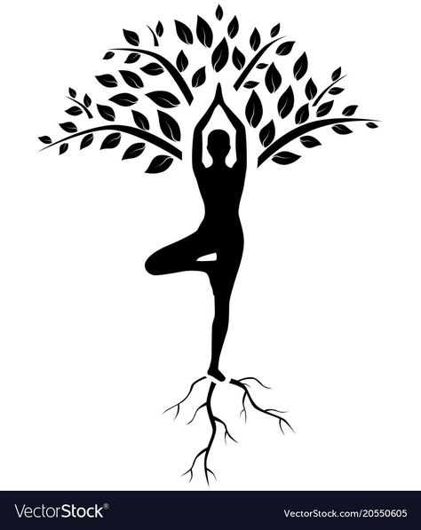 Pose Silhouette, Yoga Painting, Yoga Tree Pose, Tree With Roots, Yoga Kunst, Yoga Drawing, Man Silhouette, Dramatic Sunset, Yoga Tree