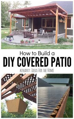 Beautiful idea for your backyard! How to build a DIY covered patio using lattice and wood to create a little shade from the sun. Diy Covered Patio, Terrasse Med Tak, Diy Patio Cover, Patio Steps, Arizona Desert, Have Inspiration, Pergola Plans, Design Exterior, Pergola Patio