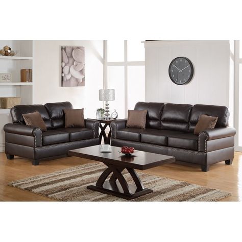 Boyster 2 Piece Living Room Set Brown And Black Living Room, Sofa Kulit, Cheap Living Room Sets, Leather Sofa And Loveseat, Black Living Room Decor, Furnitur Ruang Keluarga, Sofa Recliner, Sofa L, Sofa And Loveseat